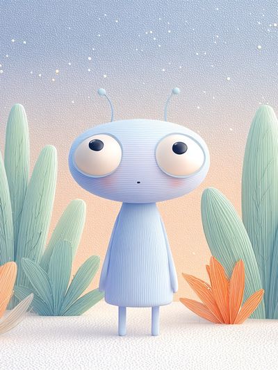 Cute Alien Garden Illustration Poster. poster print