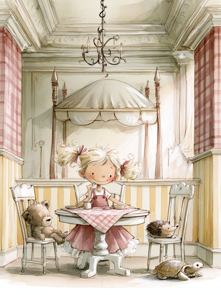 Whimsical Nursery Tea Party Print. poster — kids art