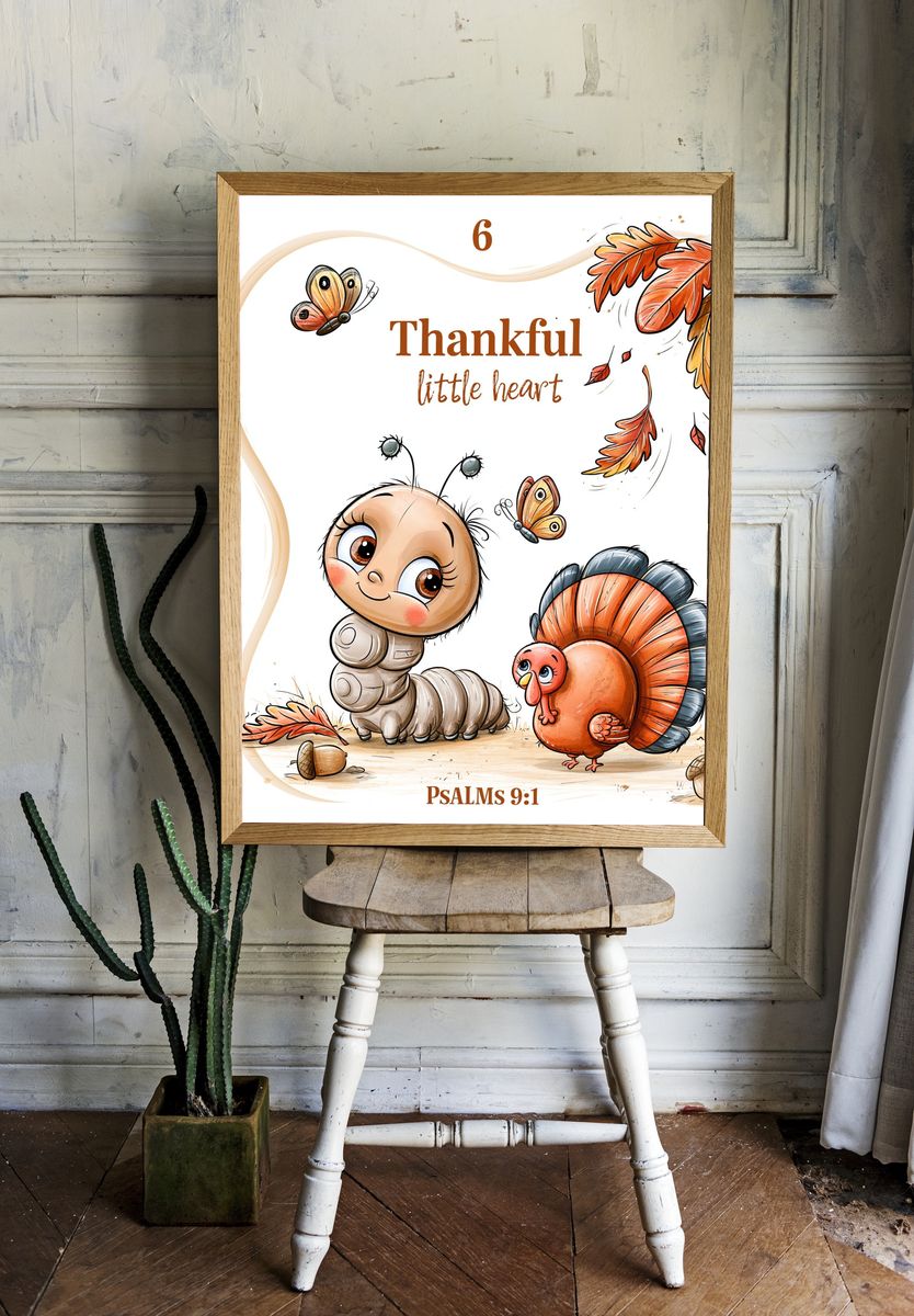 Thankful Little Heart Nursery Print. — room view 1