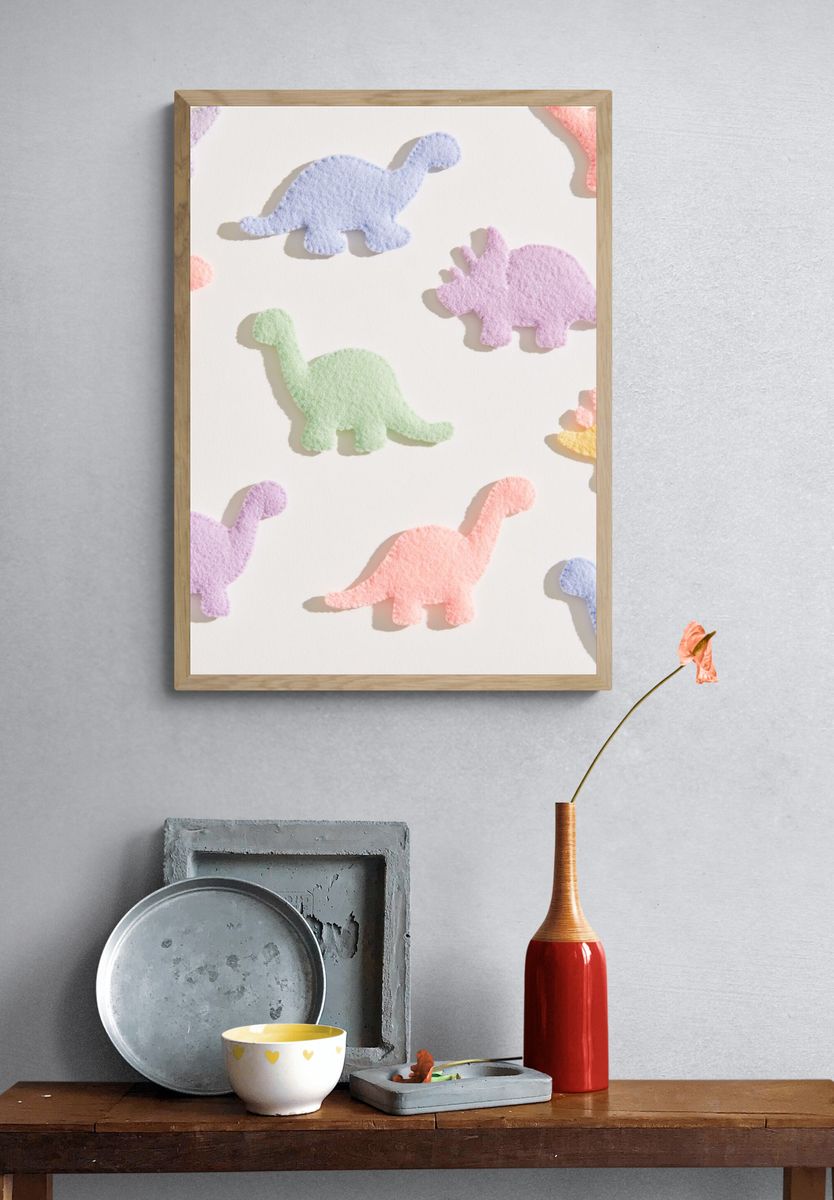 Pastel Dinosaur Pattern Print. — room view 3