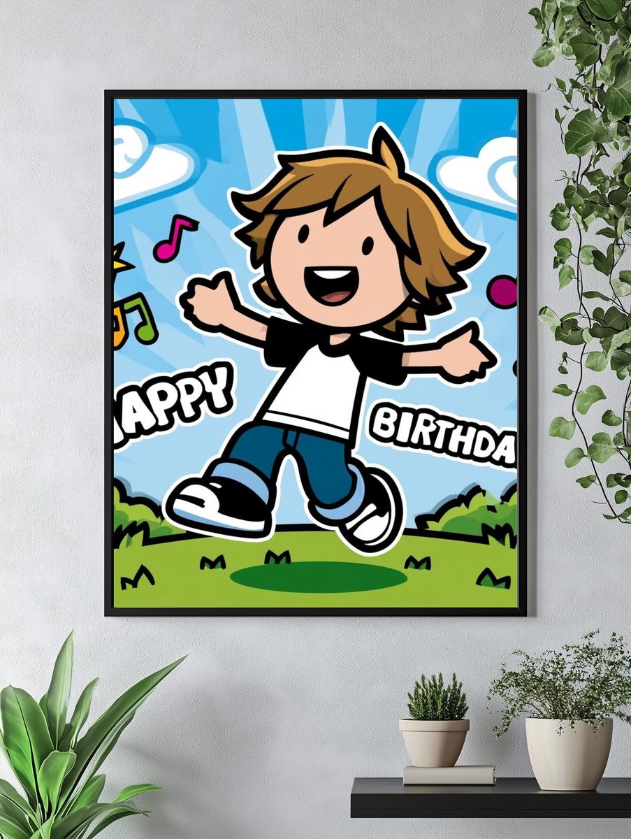 Happy Birthday Cartoon Poster. — room view 4