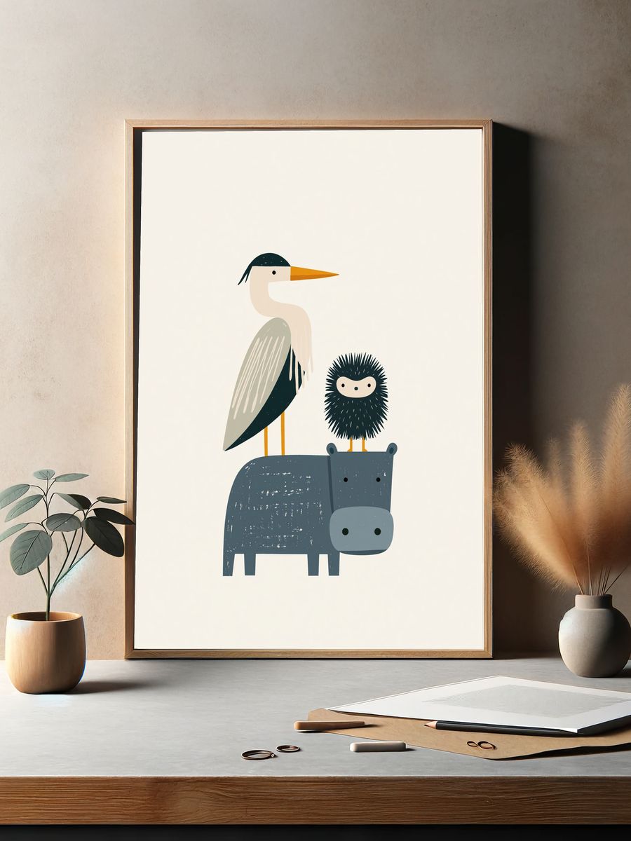 Cute Animal Friends Illustration Poster. — room view 2