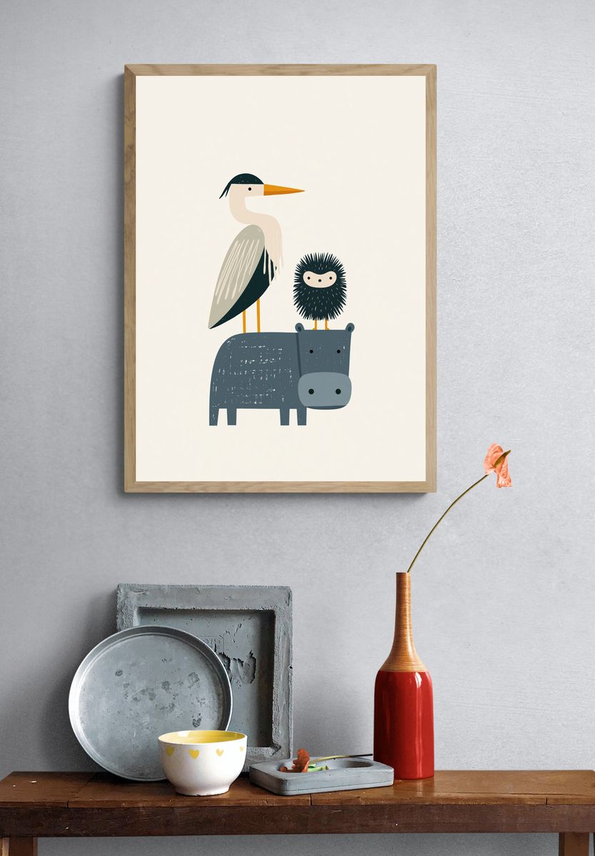 Cute Animal Friends Illustration Poster. — room view 3