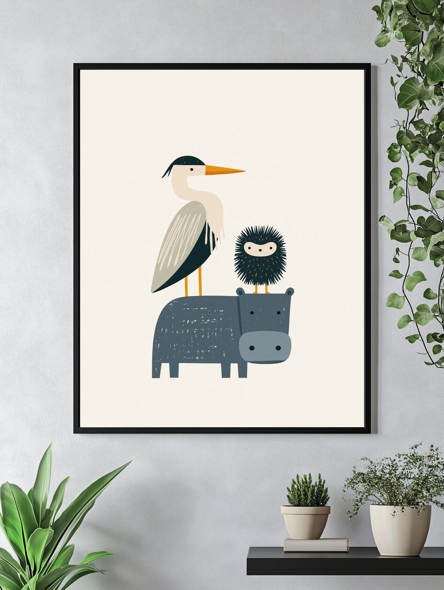 Cute Animal Friends Illustration Poster. — room view 4