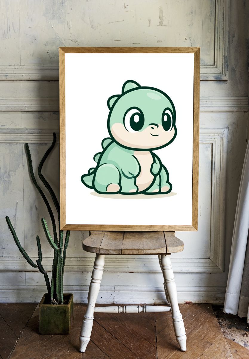 Cute Baby Dinosaur Illustration Poster. room preview