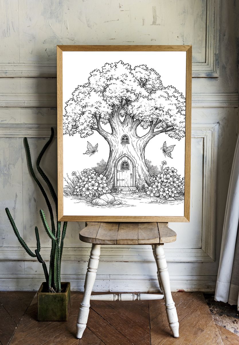 Enchanted Treehouse Garden Print. — room view 1