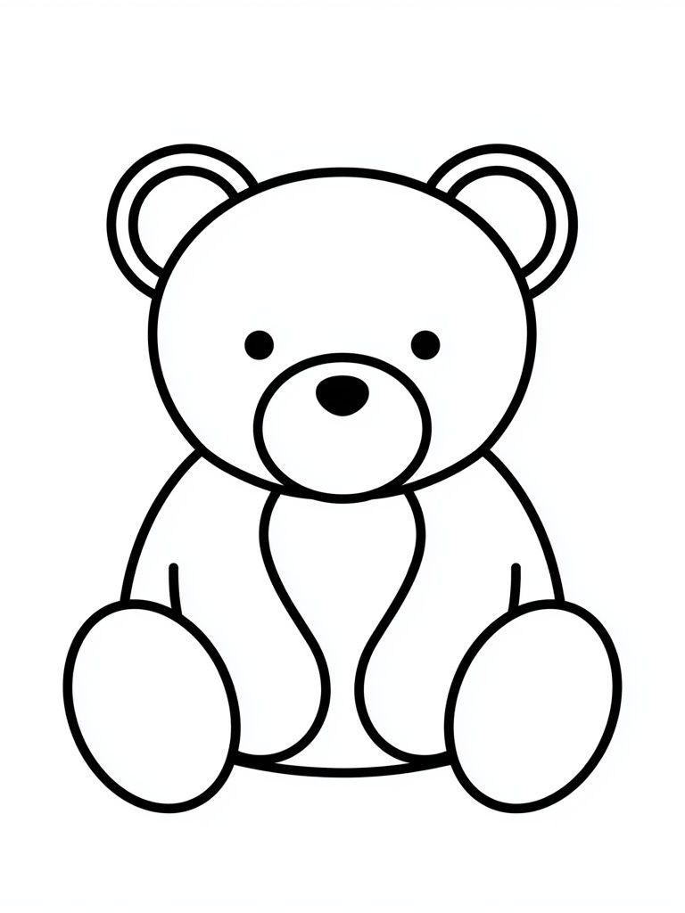 Cute Teddy Bear Line Art Poster. poster — kids art