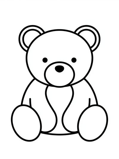Cute Teddy Bear Line Art Poster. poster