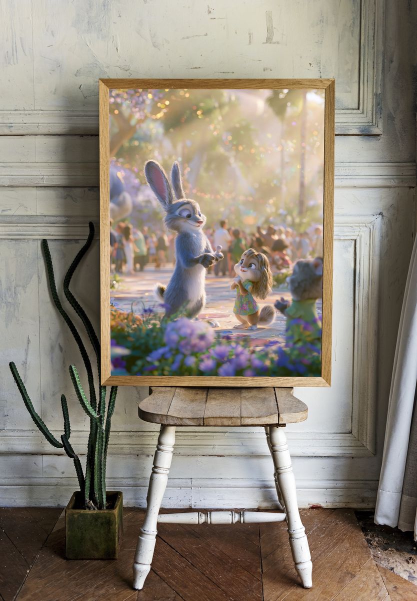 Whimsical Bunny Garden Poster. — room view 1