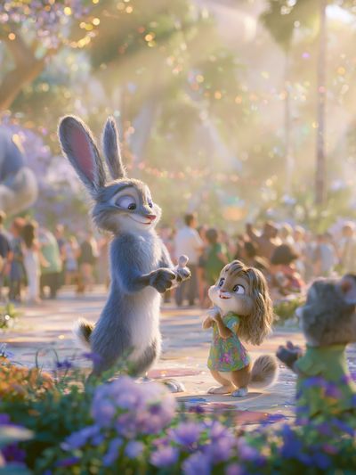 Whimsical Bunny Garden Poster. poster print