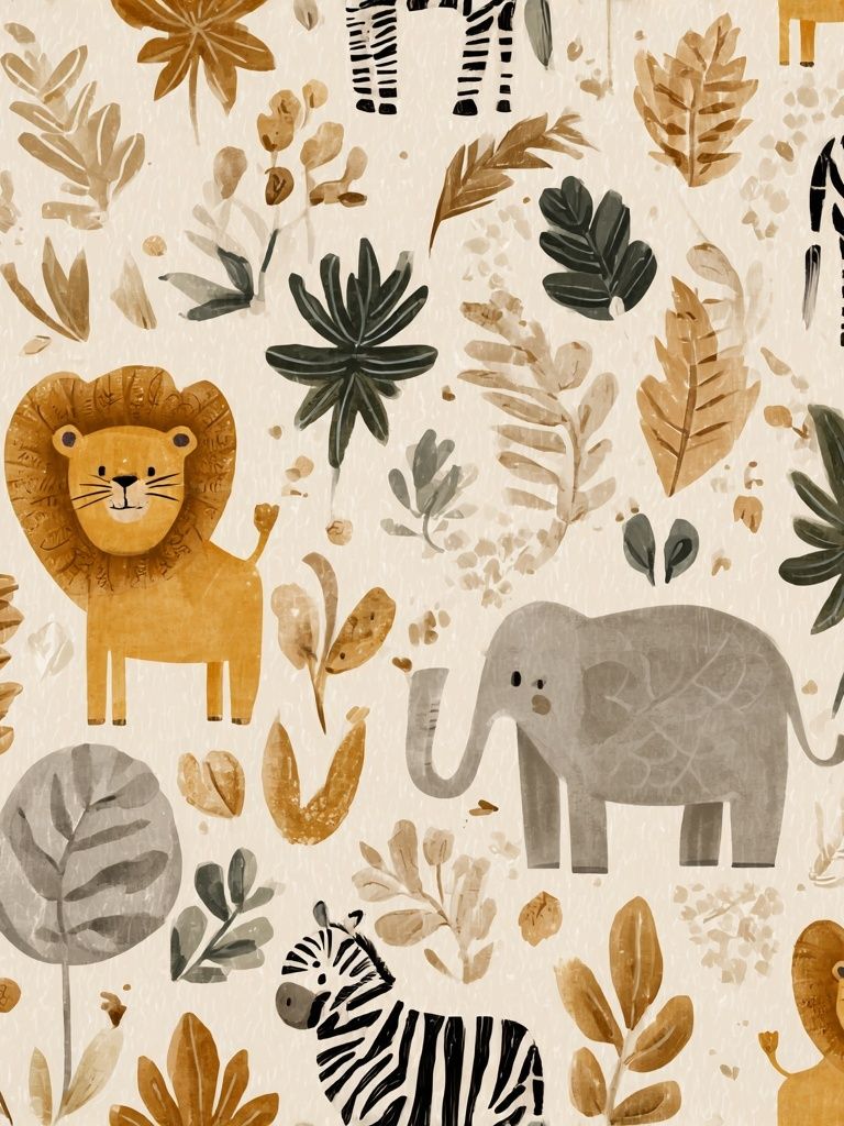 Cute Jungle Animals — Illustration Print. poster — illustration art