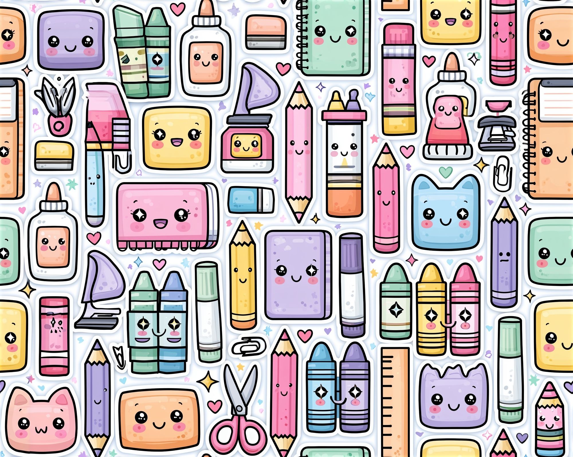Cute School Supplies Illustration Poster. poster — kids art
