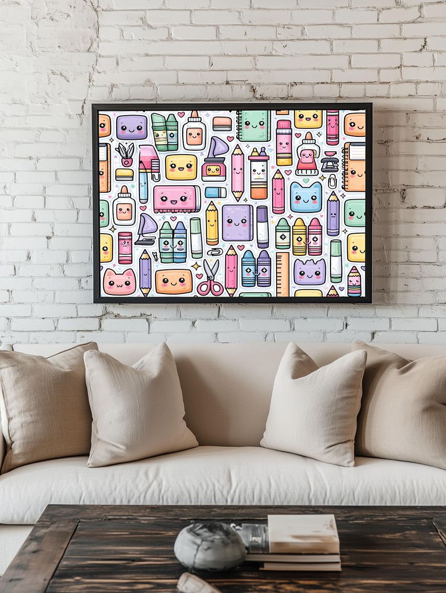 Cute School Supplies Illustration Poster. room preview
