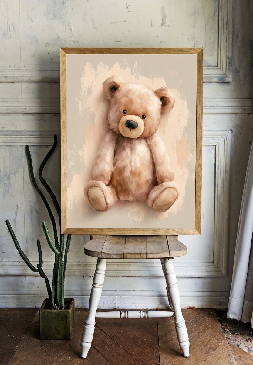 Teddy Bear Watercolor Poster. — room view 1
