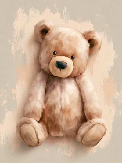 Teddy Bear Watercolor Poster. poster