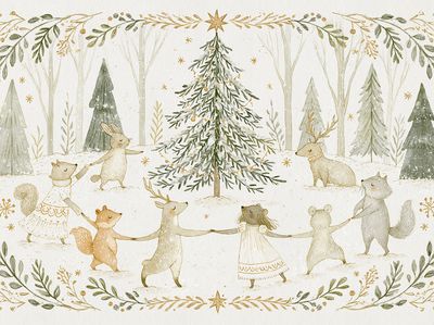 Winter Woodland Animals Illustration Poster. poster print