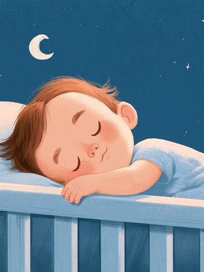 Sleeping Baby Nursery Illustration Poster.