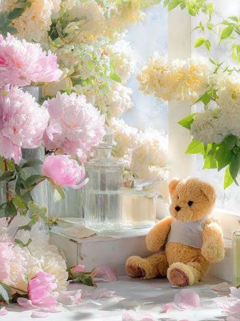 Teddy Bear in Bloom Poster. poster — kids art