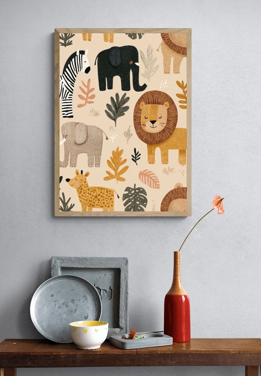 Cute Animal Friends — Kids Illustration Print. — room view 3