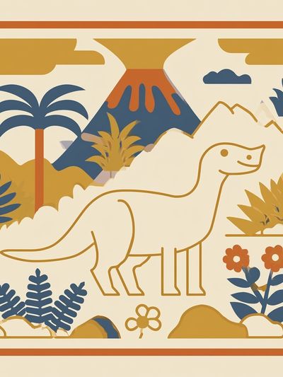 Dinosaur Jungle Mid-Century Modern Poster.