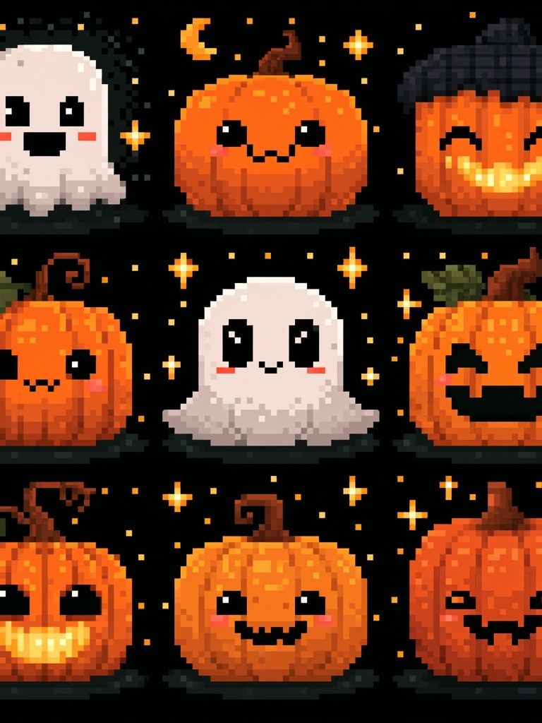Pixel Halloween Pumpkins Poster. poster — kids art