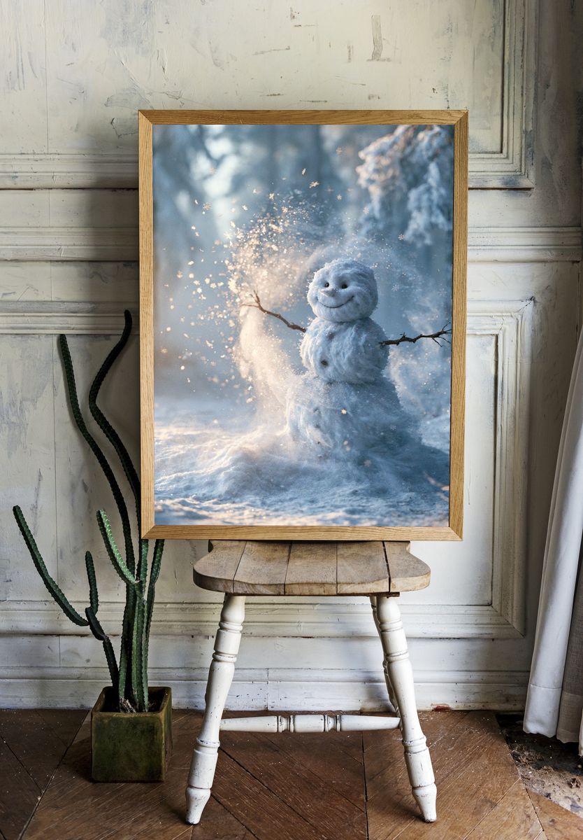 Snowman Winter Wonderland Print. — room view 1