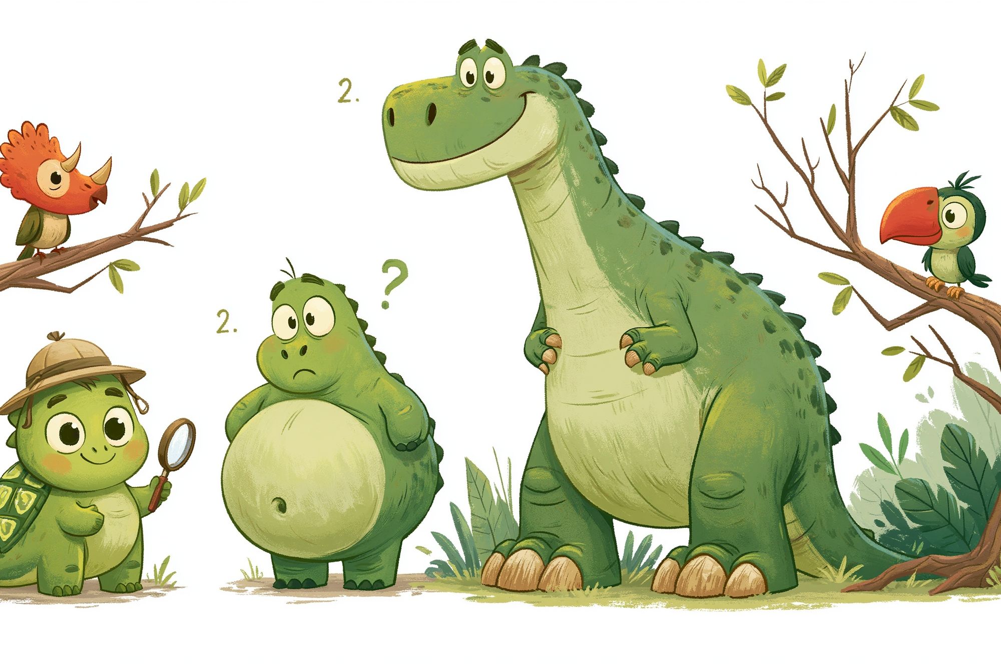 Cute Dinosaur Friends Illustration Poster. poster detail