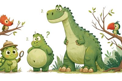 Cute Dinosaur Friends Illustration Poster. poster print