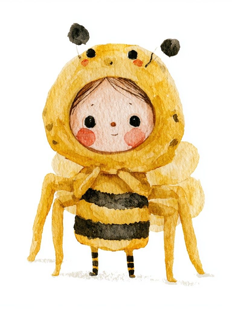 Bee Costume Watercolor Print. poster detail