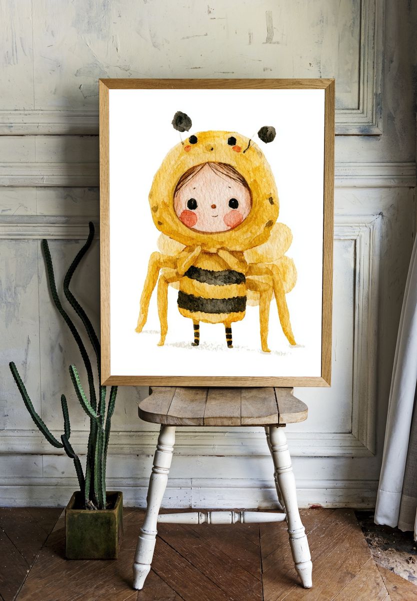 Bee Costume Watercolor Print. — room view 1