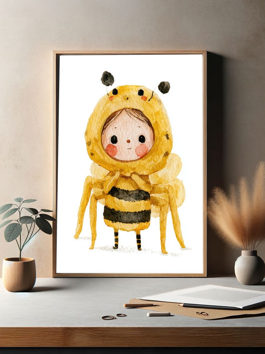 Bee Costume Watercolor Print. — room view 2
