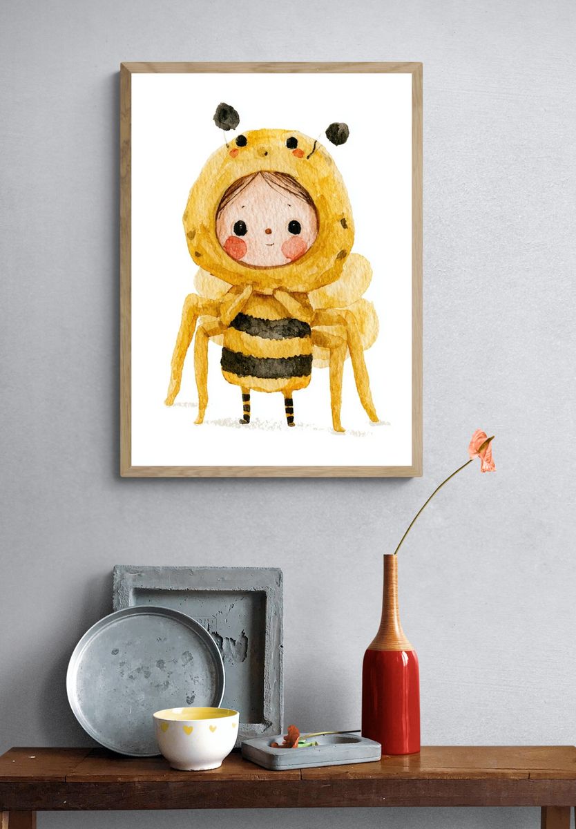 Bee Costume Watercolor Print. — room view 3