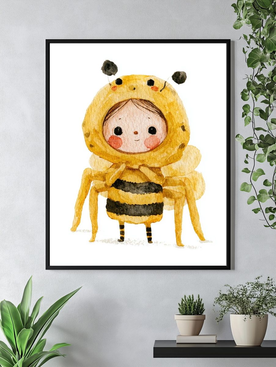Bee Costume Watercolor Print. — room view 4