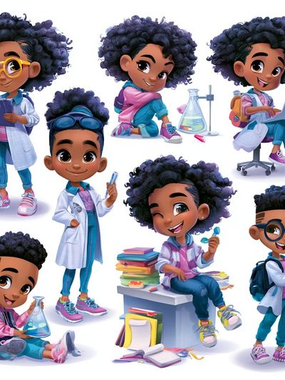 Black Girl STEM Kids Illustration Poster. poster print