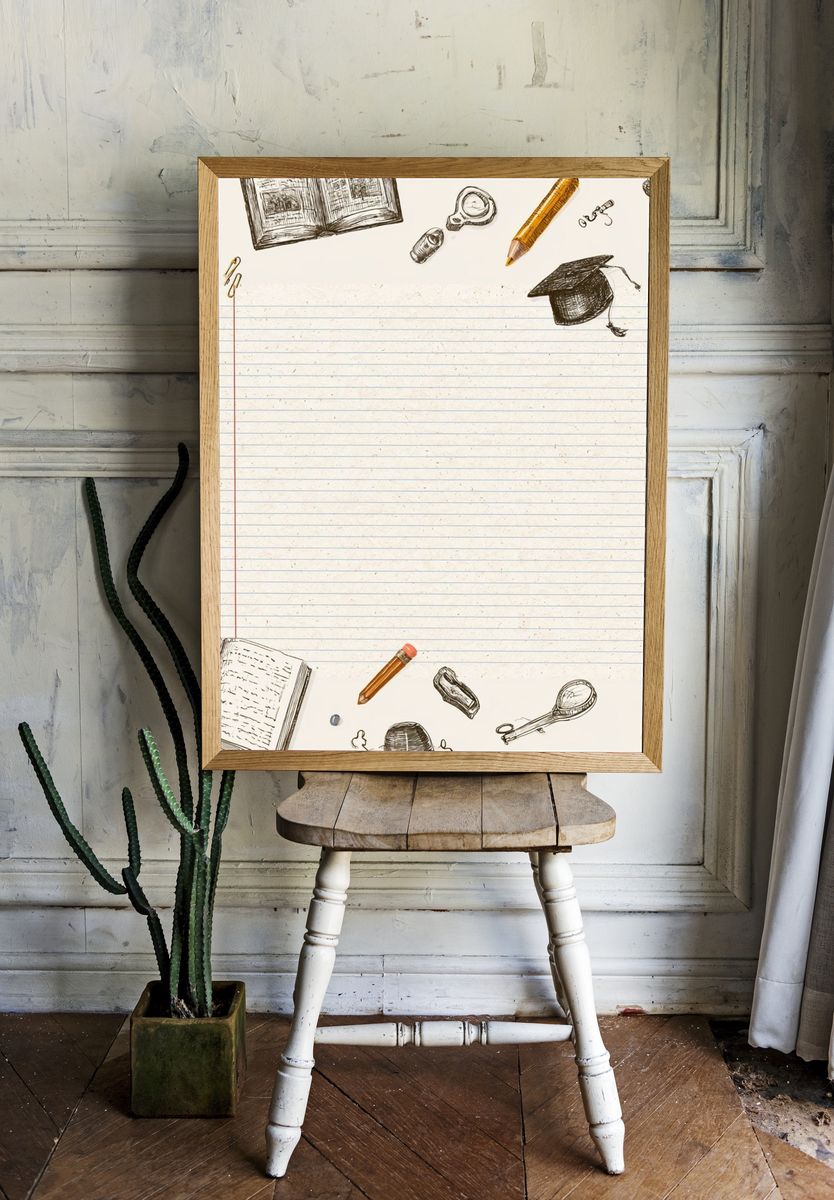School Supplies Illustration Poster. — room view 1