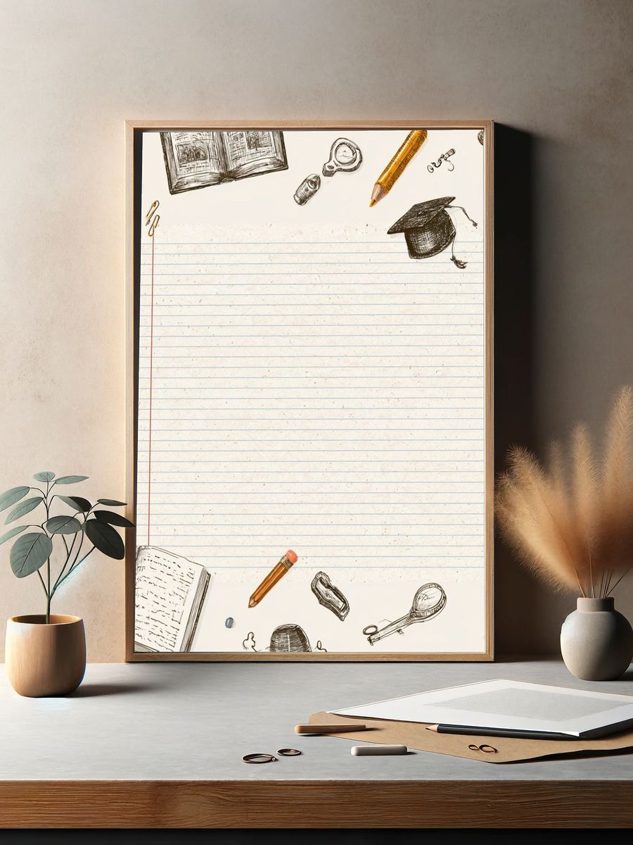 School Supplies Illustration Poster. — room view 2