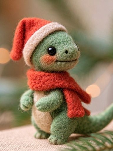 Felt Dinosaur Holiday Poster. poster detail