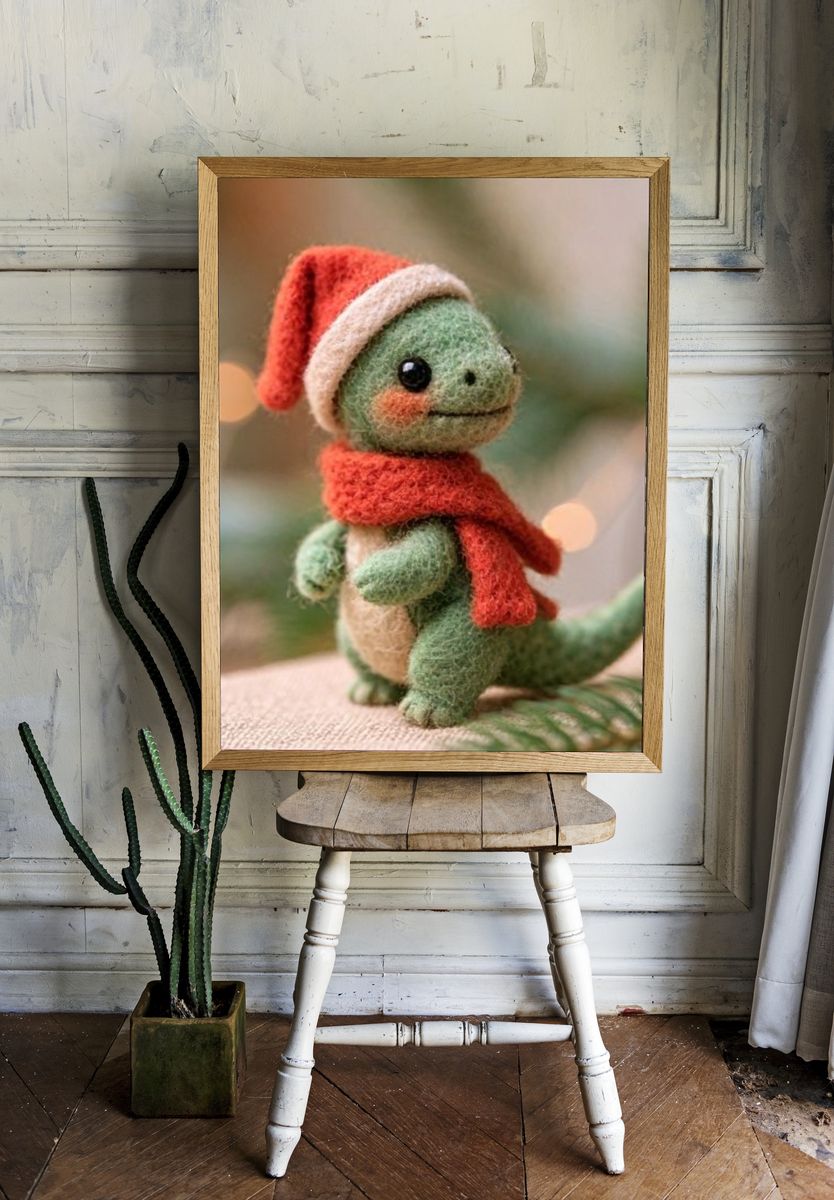 Felt Dinosaur Holiday Poster. — room view 1