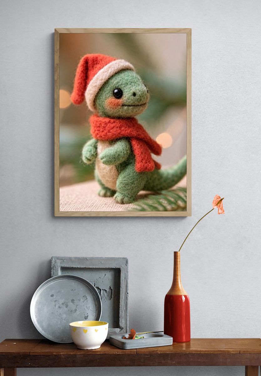 Felt Dinosaur Holiday Poster. — room view 3