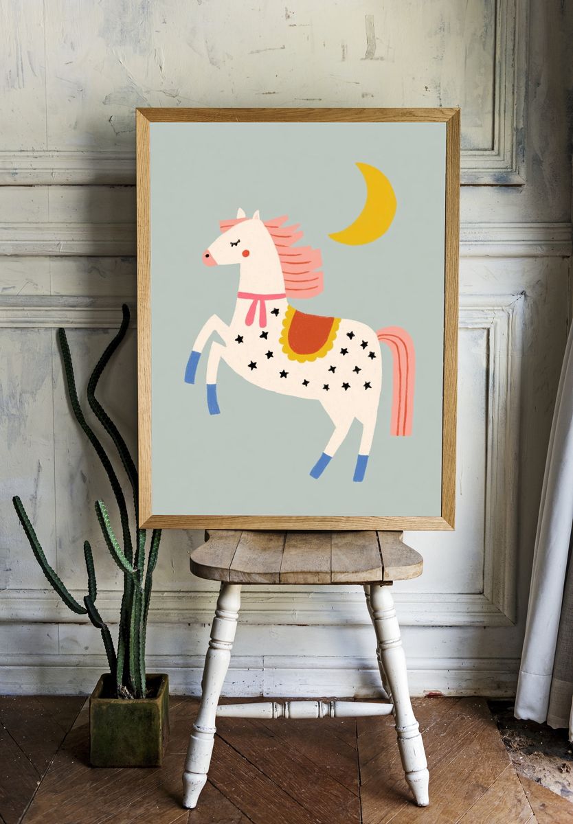 Whimsical Horse Illustration Poster room preview