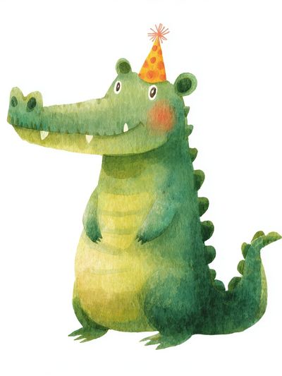Happy Crocodile — Watercolor Print. poster print