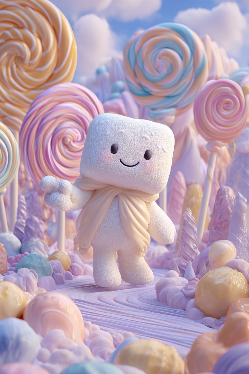Candy Cloud Character Illustration Poster. poster detail