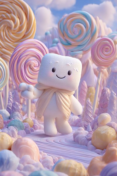 Candy Cloud Character Illustration Poster.