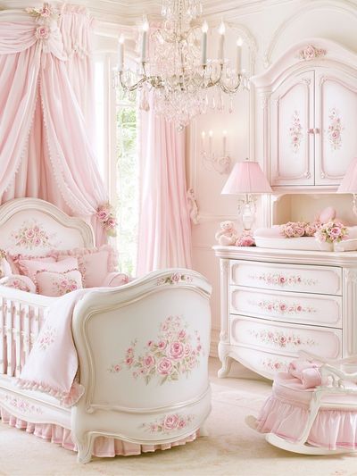 Pink Princess Nursery Interior Print.