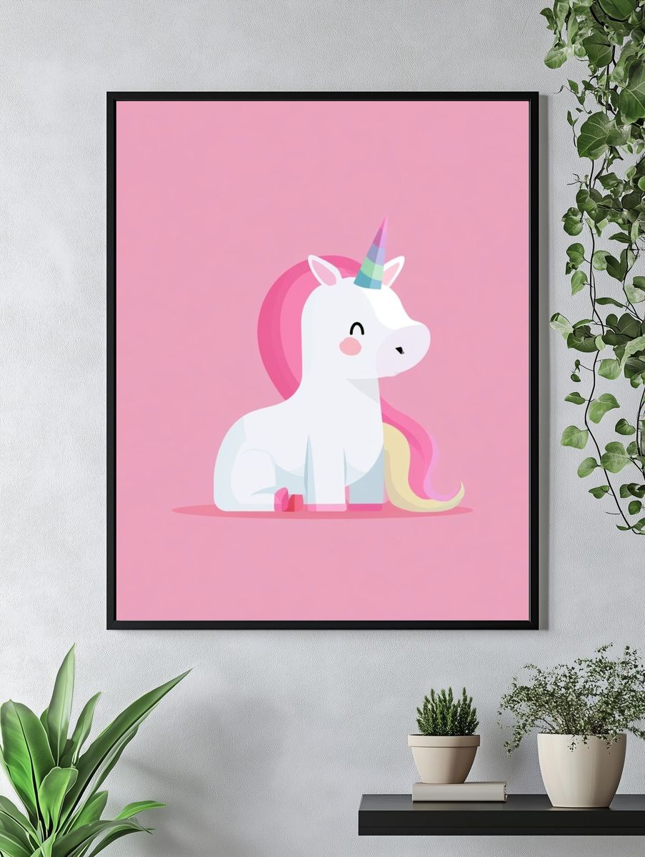 Cute Unicorn Kids Room Poster. — room view 4