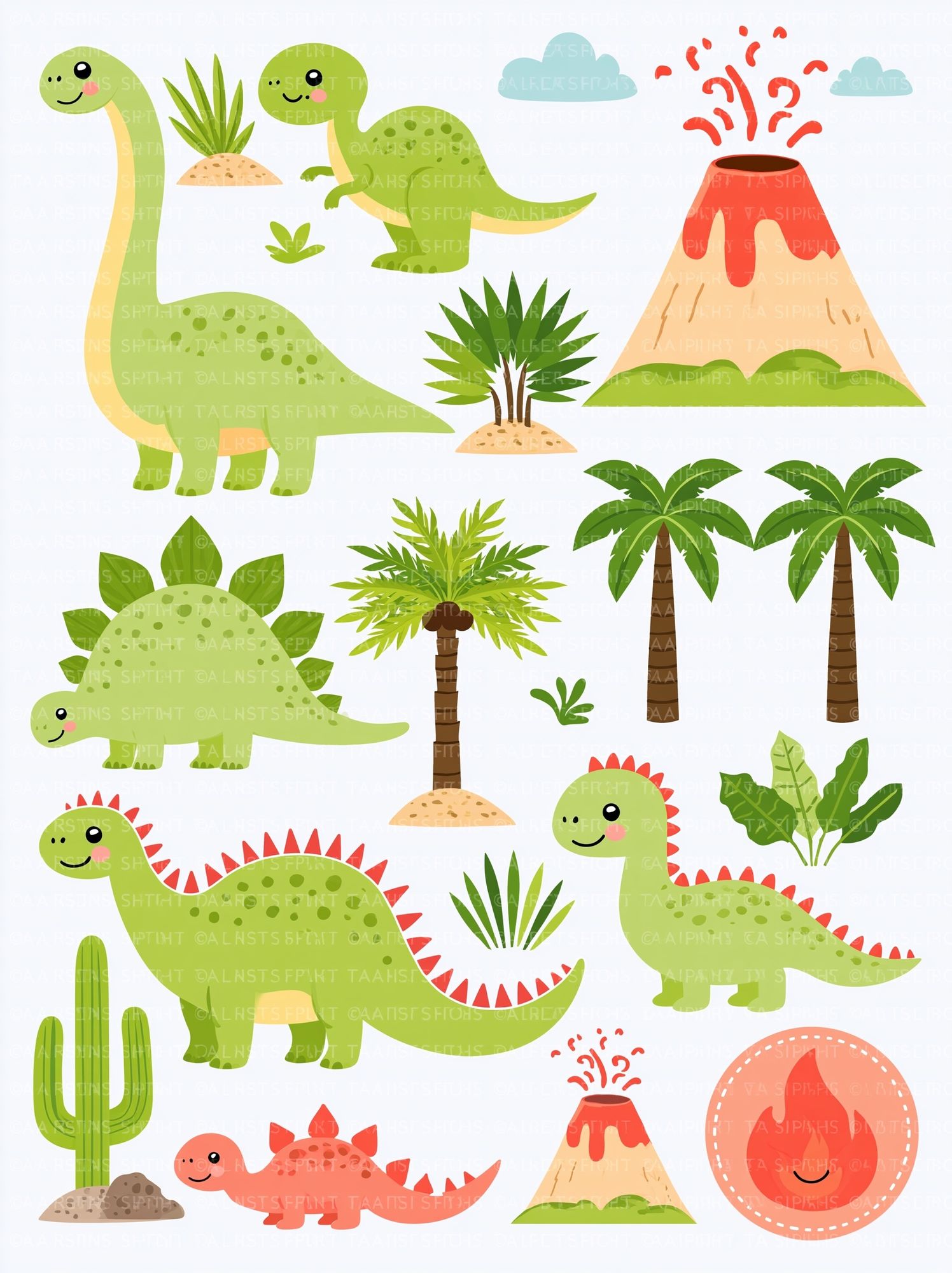 Cute Dinosaur Nursery Illustration Poster. poster — kids art