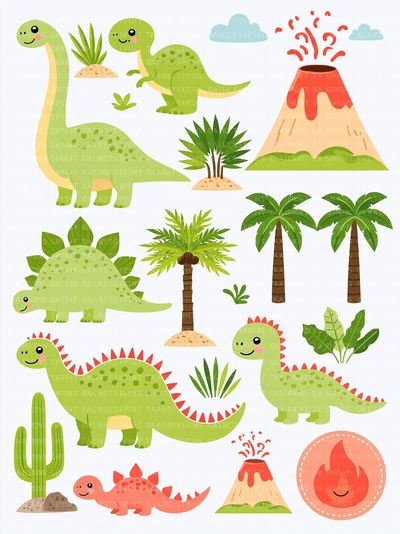Cute Dinosaur Nursery Illustration Poster. poster