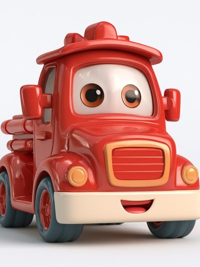 Smiling Red Fire Truck Illustration Poster. poster