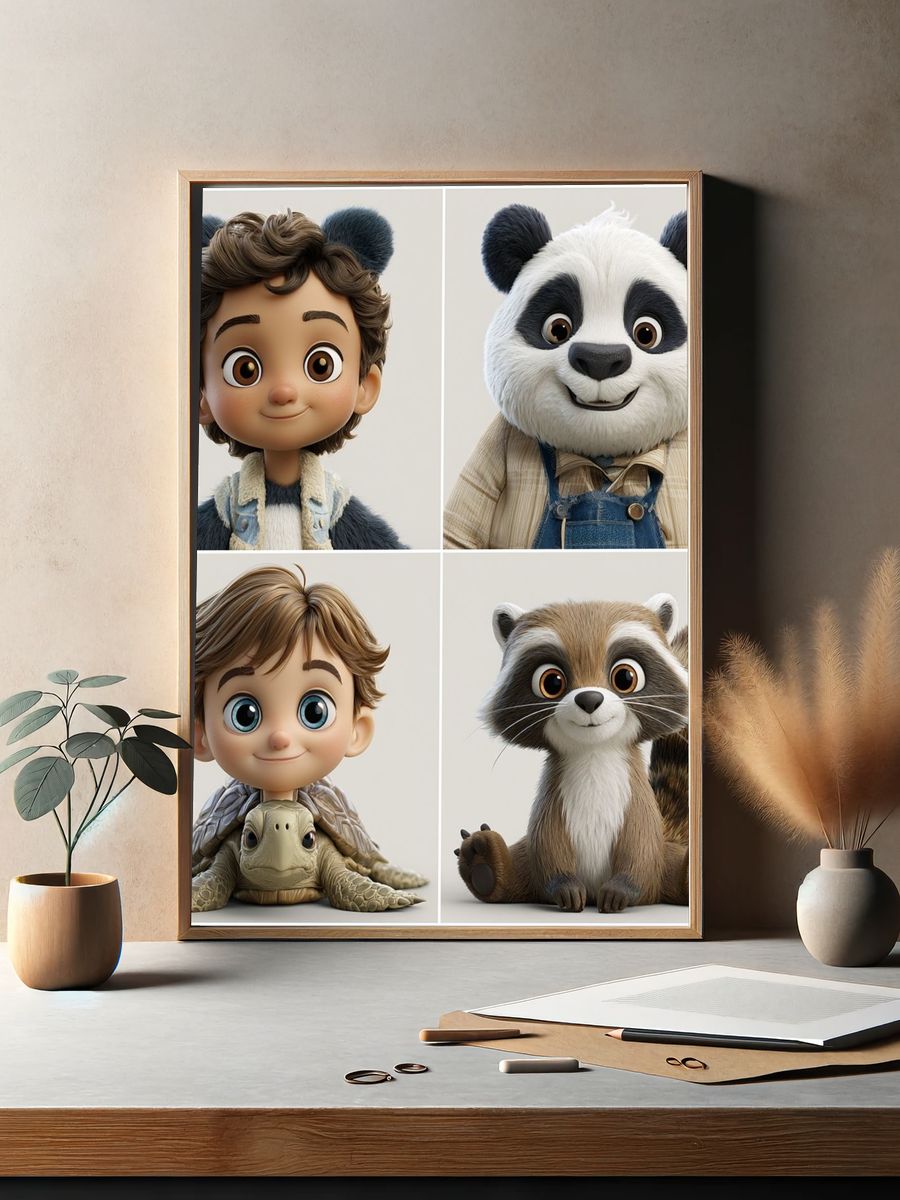 Cute Animal Friends Illustration Poster. — room view 2