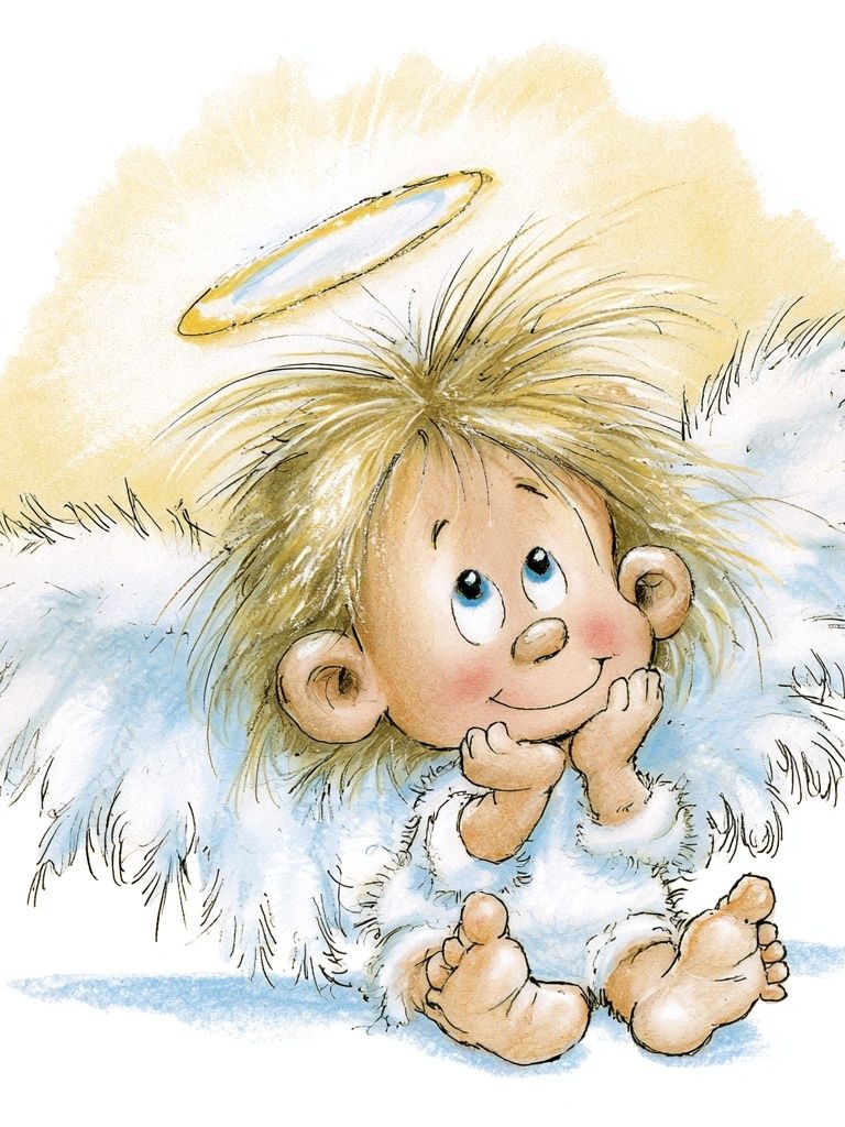 Cute Angel Child Watercolor Print. poster — kids art